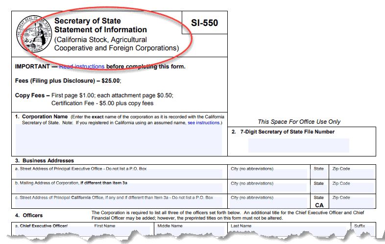 statement of info due date california