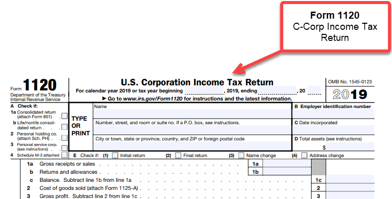 C Corporation - 1 corporate income tax return Form 1120