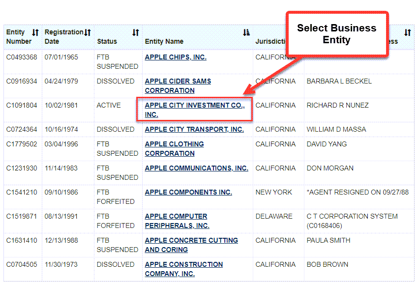 california secretary of state business search