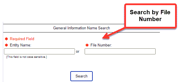 Delaware Entity Search - Step 2 Method 2 Search by File Number