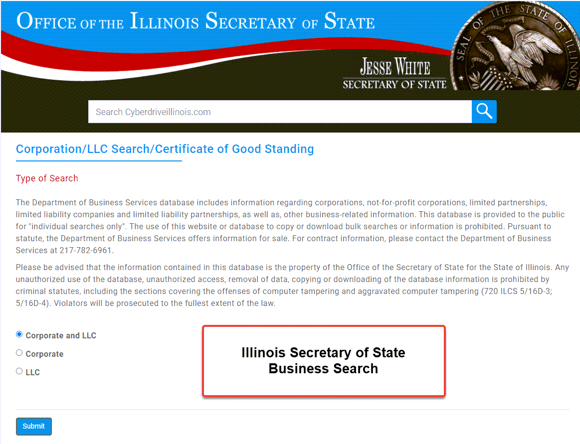 Illinois Secretary of State Business Search (StepByStep)